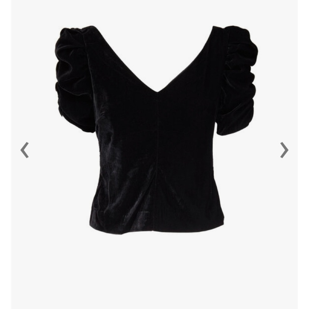 NWT Frame Black Velvet puff sleeve shirt
